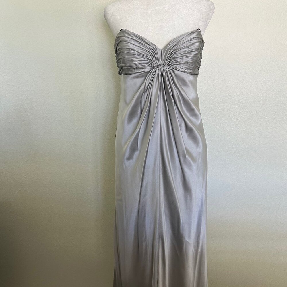Laundry Black Label 100% Silk Strapless Evening Gown SZ12 Silver Wedding Events - Picture 3 of 15